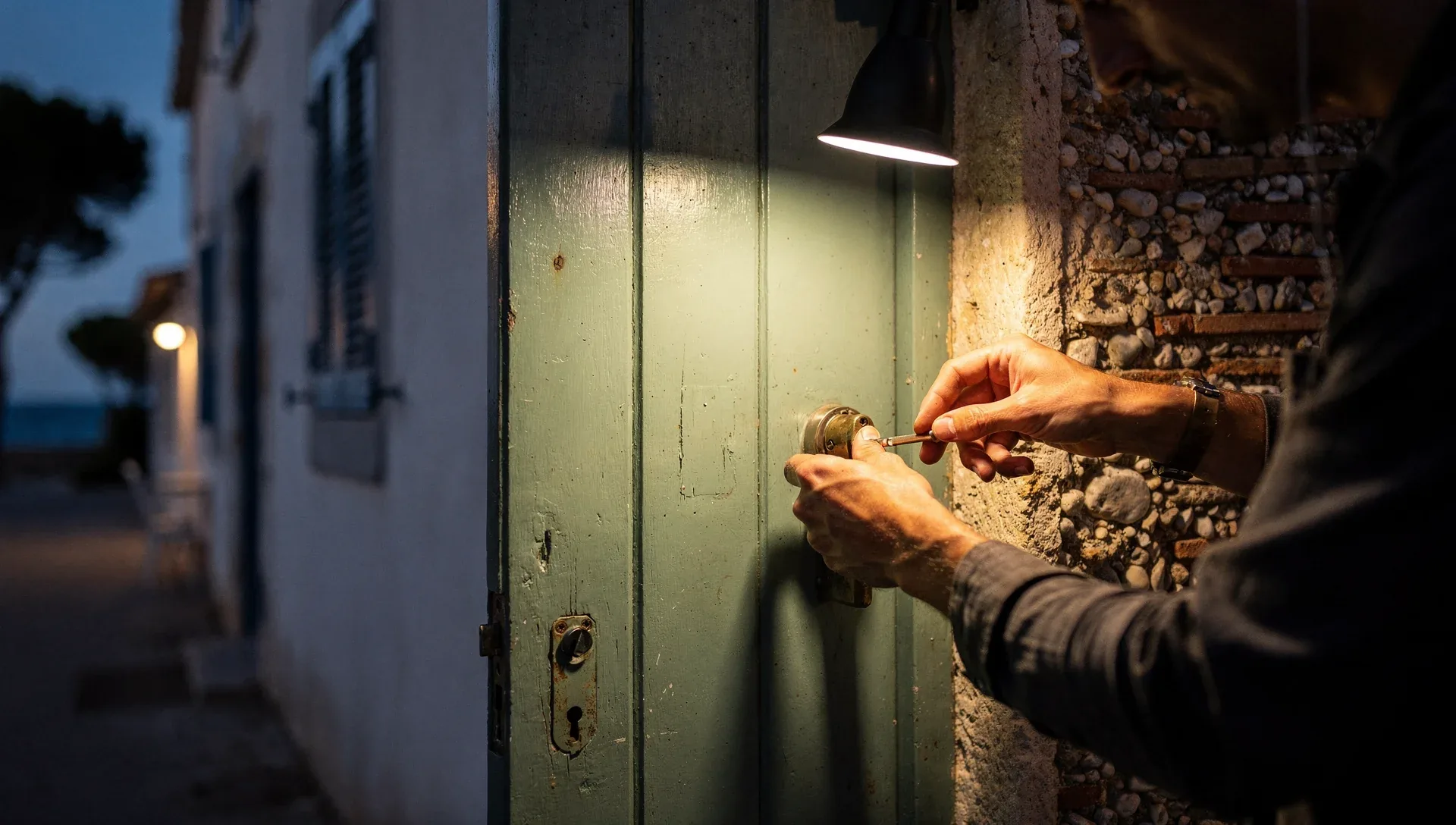 Artisan serrurier au travail sur une serrure à Saint-Cyprien
