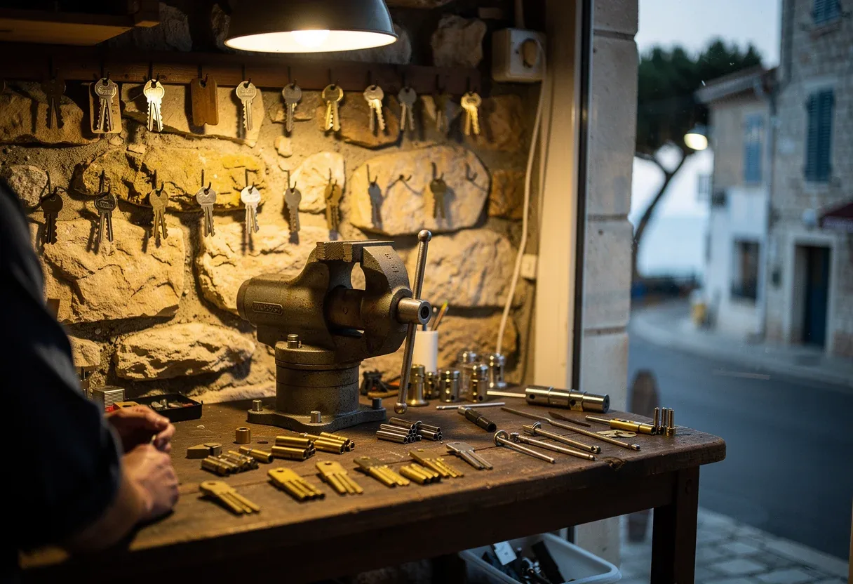 L'établi de l'atelier du serrurier de Saint-Cyprien